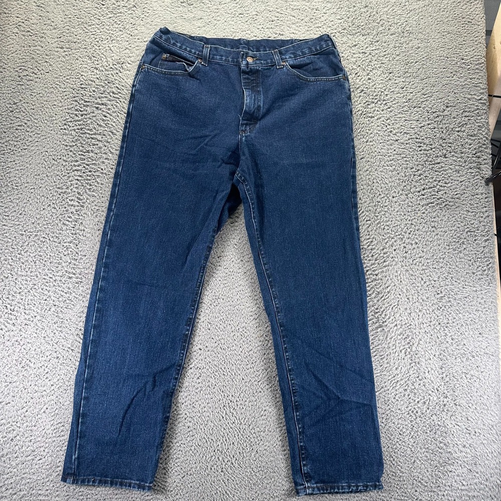 Vintage Lee Jeans Mens 36x32 Blue Cotton Denim Straight Leg Workwear Travel USA